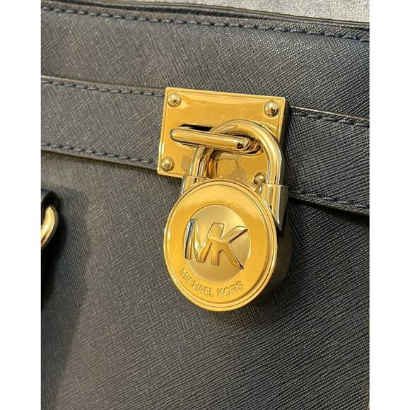 Michael Kors Hamilton Large Navy Saffiano Leather Handbag Crossbody Old Money - Picture 9 of 12